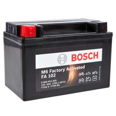 Bosch FA102 (M6 010, YTX9-4, YTX9-BS) gyrilag aktivlt AGM motorakkumultor, 12V 8Ah 135A